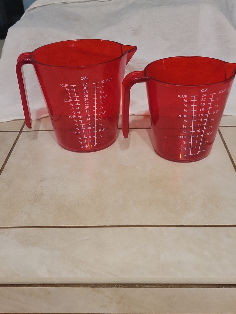 Red Translucent Nesting Measuring Cups 2 Pack 3 And 4 Cup Measure